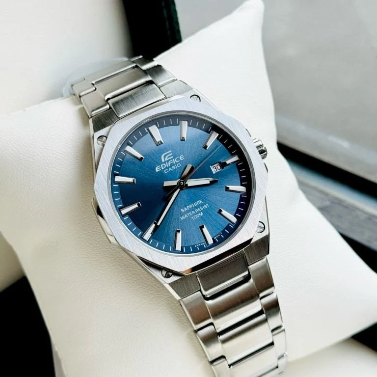 Casio Edifice Stainless Steel Bleu Dial Quartz 100M