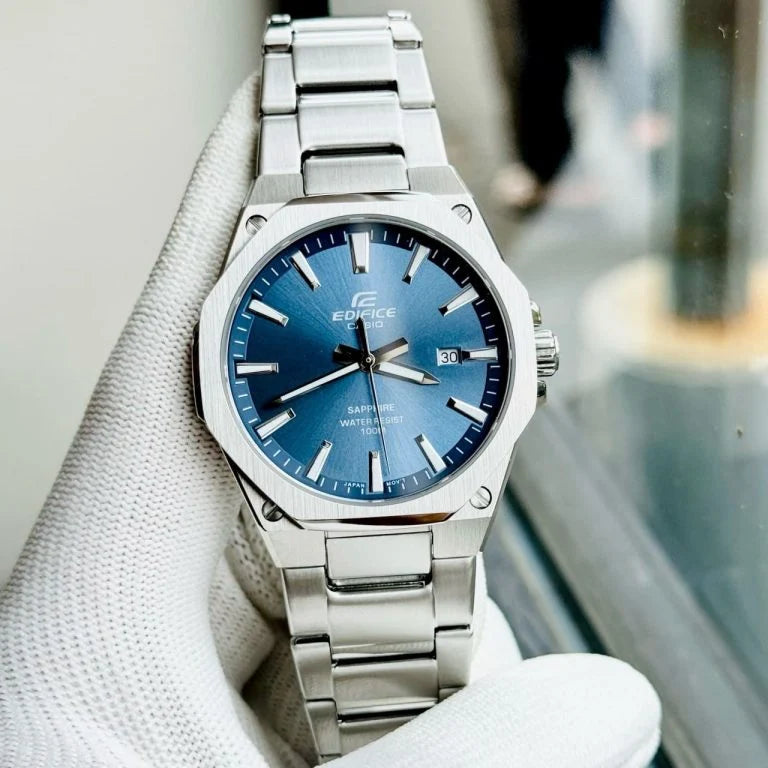 Casio Edifice Stainless Steel Bleu Dial Quartz 100M