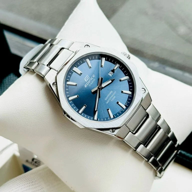 Casio Edifice Stainless Steel Bleu Dial Quartz 100M