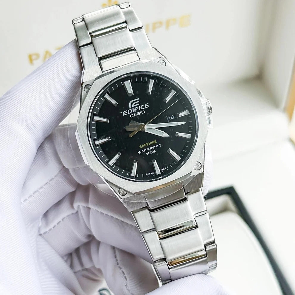 Casio Edifice Stainless Steel Black Dial Quartz 100M