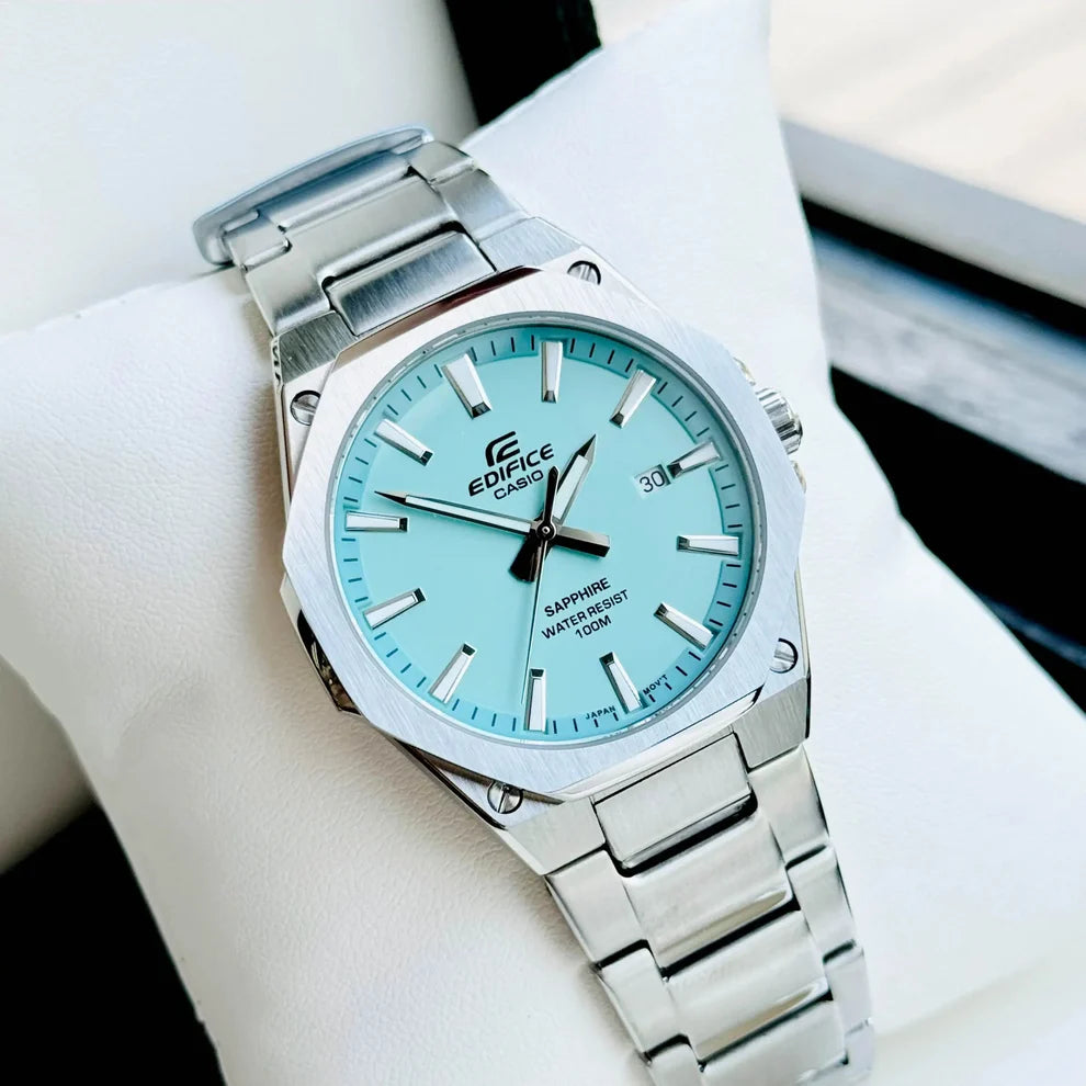 Casio Edifice Stainless Steel Bleu Ciel Dial Quartz 100M
