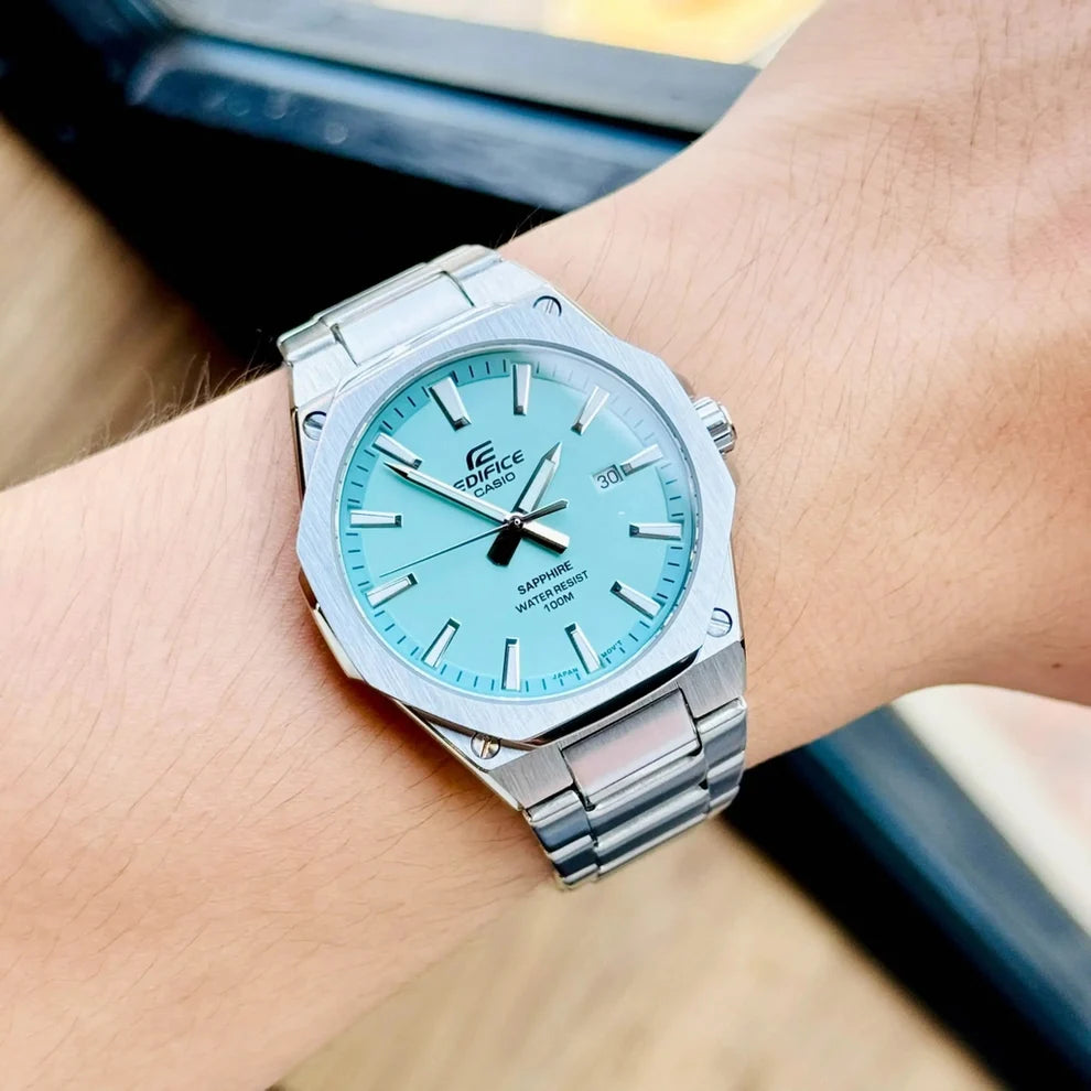 Casio Edifice Stainless Steel Bleu Ciel Dial Quartz 100M